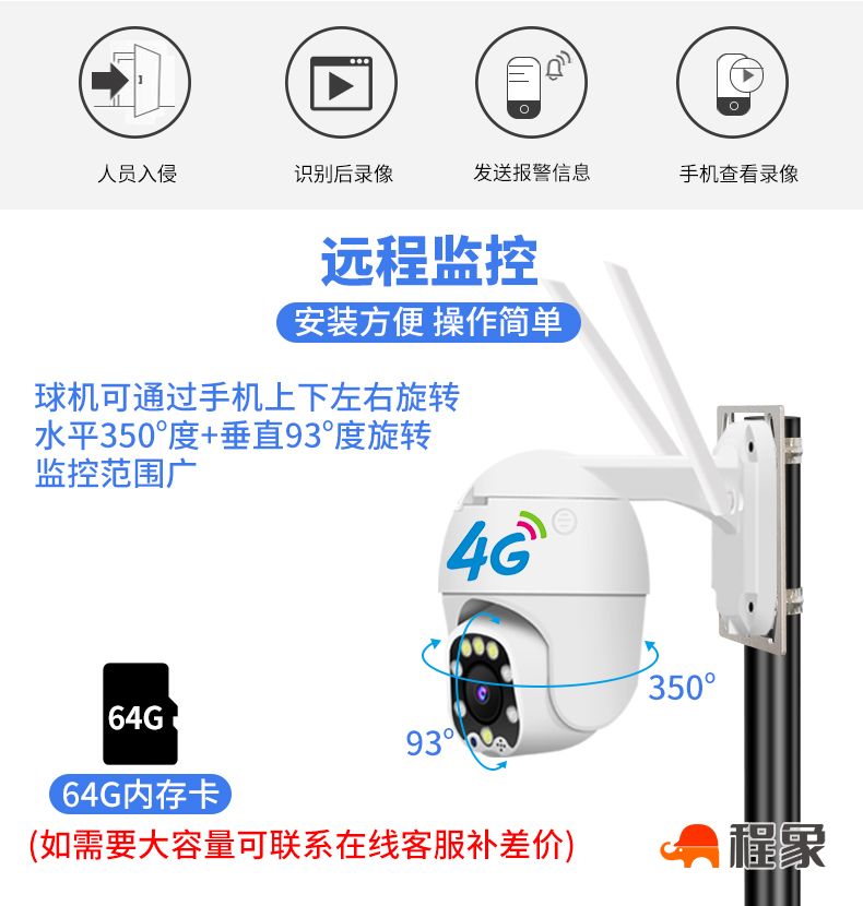 市政水务工地移动式光伏太阳能板供电4G监控器摄像头球机无电无网支架(图4)